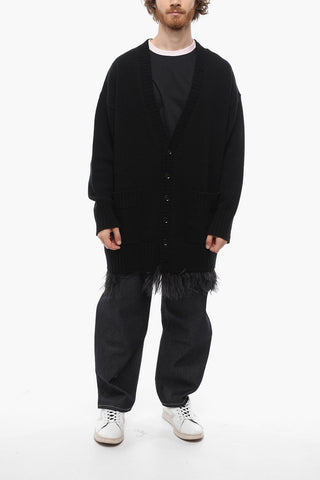 PINK PP Cashmere Blend Cardigan with Ostrich Feathers Bottom