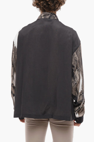 Printed Viscose Shirt with Hidden Buttoning