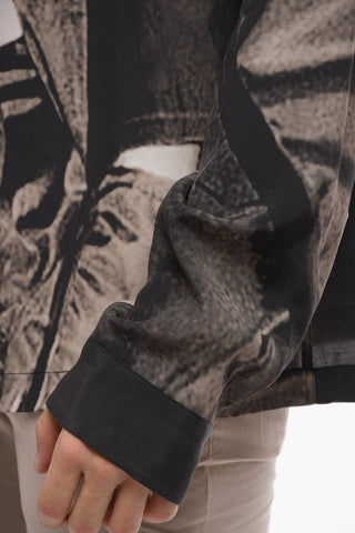 Printed Viscose Shirt with Hidden Buttoning