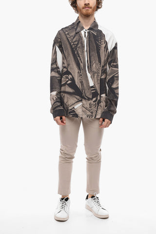 Printed Viscose Shirt with Hidden Buttoning