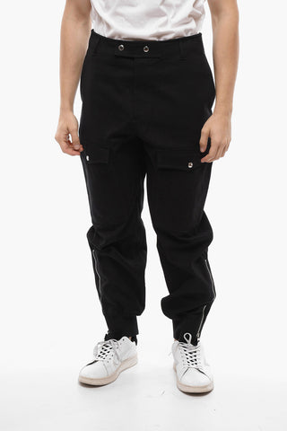 Pantaloni Cargo in Cotone con Zip alla Caviglia