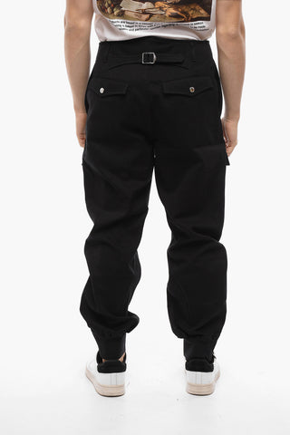 Pantaloni Cargo in Cotone con Zip alla Caviglia