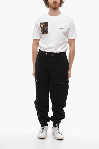 Pantaloni Cargo in Cotone con Zip alla Caviglia