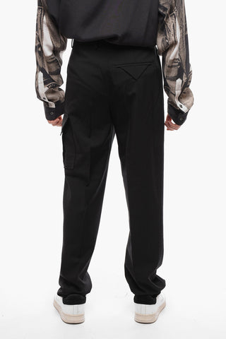 Single-pleated Wool Cargo Pants with Belt Loops