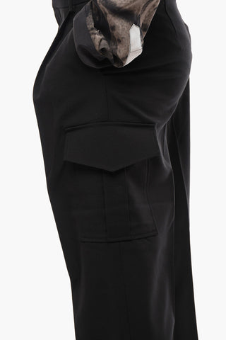 Single-pleated Wool Cargo Pants with Belt Loops
