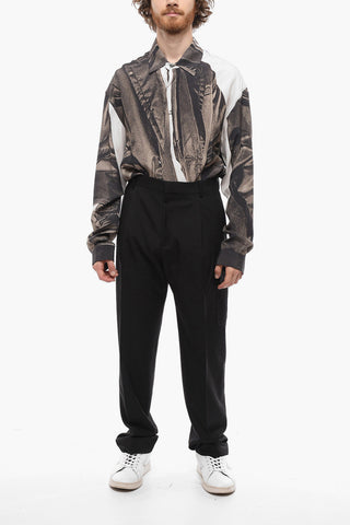 Single-pleated Wool Cargo Pants with Belt Loops