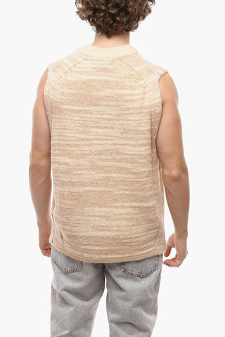 Sleeveless Crew-neck Sweater with Side Zip