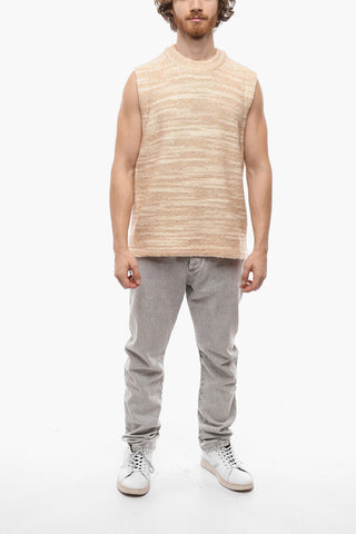 Sleeveless Crew-neck Sweater with Side Zip