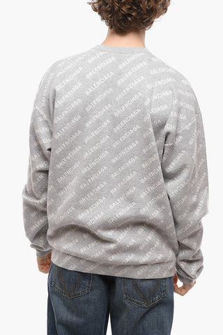 Jacquard Cotton Blend Pullover with All-Over Logo