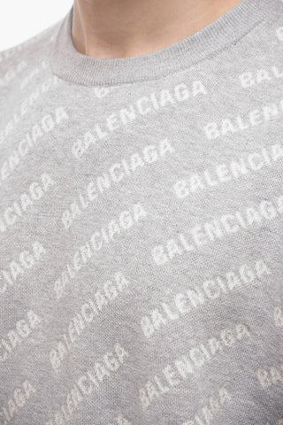 Pullover in Misto Cotone Jacquard con Logo All-Over