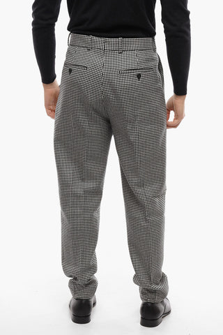 Single-pleated Houndstooth Wool Pants
