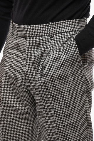 Single-pleated Houndstooth Wool Pants