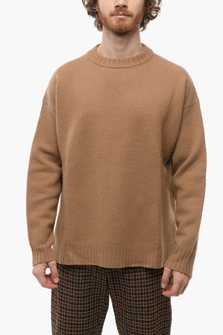 Asymmetrical Crew-neck Sweater with Side Slits