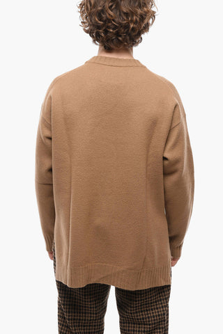 Asymmetrical Crew-neck Sweater with Side Slits