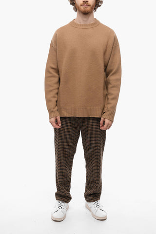Asymmetrical Crew-neck Sweater with Side Slits