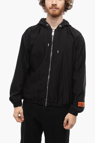 Hooded Windbreaker Jacket with Zip Closure