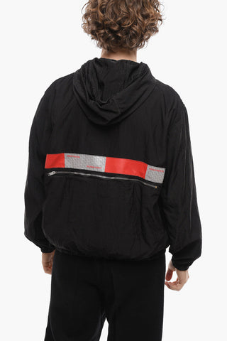Hooded Windbreaker Jacket with Zip Closure