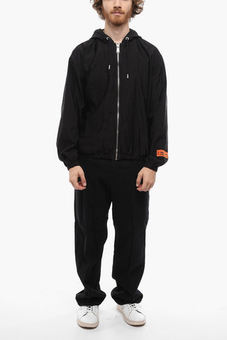 Hooded Windbreaker Jacket with Zip Closure