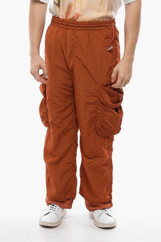 Rip-Stop Motif Nylon Cargo Pants with Ankle Zip