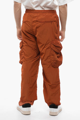 Rip-Stop Motif Nylon Cargo Pants with Ankle Zip
