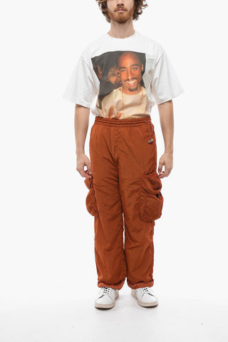 Rip-Stop Motif Nylon Cargo Pants with Ankle Zip