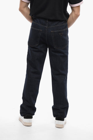 Jeans 5 Tasche Regular Fit con Lavaggio Scuro 21cm