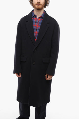 Single-Breasted NOCI Wool and Nylon Coat with Flap Pockets