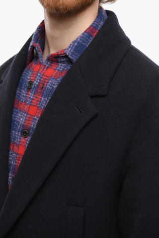 Single-Breasted NOCI Wool and Nylon Coat with Flap Pockets