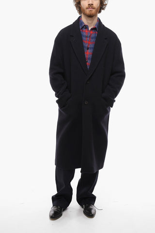 Single-Breasted NOCI Wool and Nylon Coat with Flap Pockets