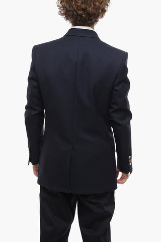 Wool Double-breasted Blazer with Peak Lapel