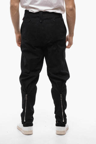 Hopsack Cotton Slim Fit Pants with Zipped Ankles