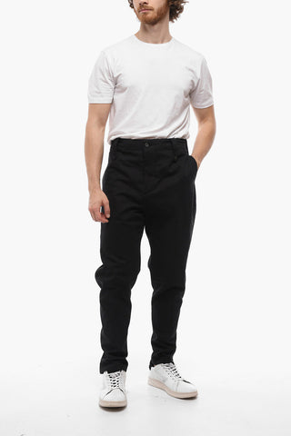 Hopsack Cotton Slim Fit Pants with Zipped Ankles