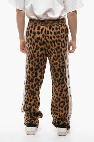 Animal Patterned Alpaca Blend Sweatpants with Contrasting Bands