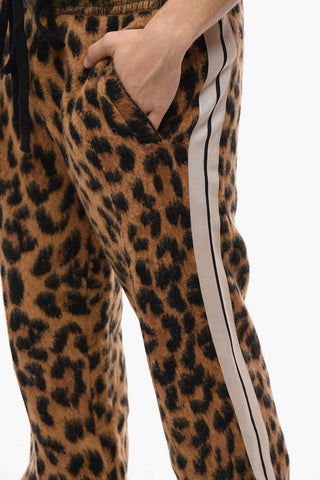 Animal Patterned Alpaca Blend Sweatpants with Contrasting Bands
