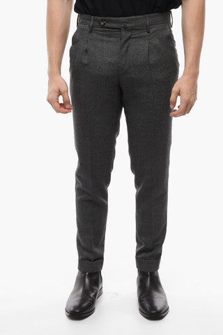 Virgin Wool Hopsack Trousers with Preppy Fit