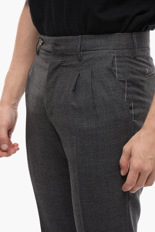 Virgin Wool Hopsack Trousers with Preppy Fit