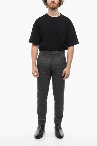 Virgin Wool Hopsack Trousers with Preppy Fit