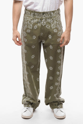 Patch Pockets Paisley Motif Regular Fit Pants
