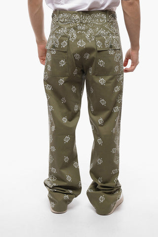 Patch Pockets Paisley Motif Regular Fit Pants