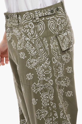 Patch Pockets Paisley Motif Regular Fit Pants