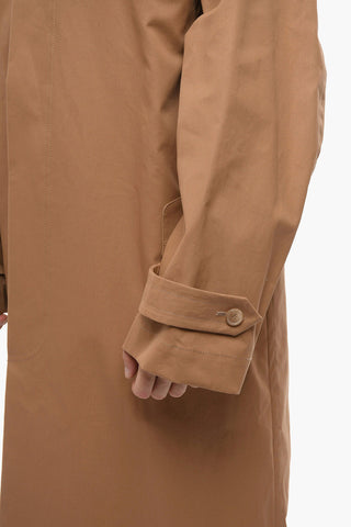 Coated Cotton Trench Coat with Flap Pockets