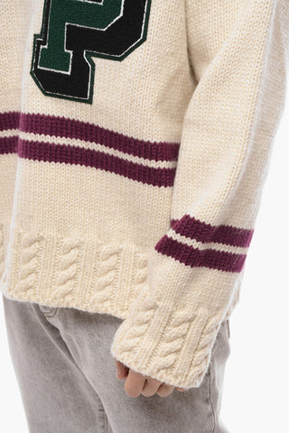 Embroidered Logo V-Neck Pullover