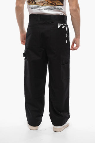 Wide Leg DIAG POCKET Cotton Cargo Pants