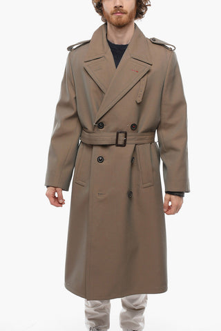 Iridescent Effect Belted Woll Trench