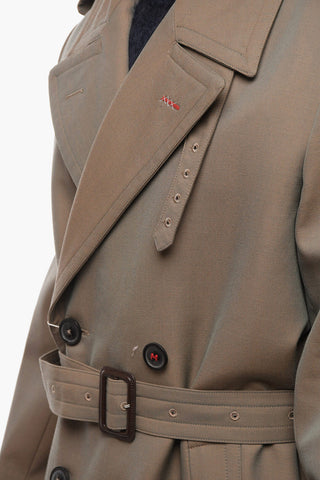 Iridescent Effect Belted Woll Trench