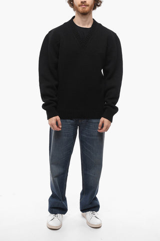 Pullover in Lana Vergine con Collo a V