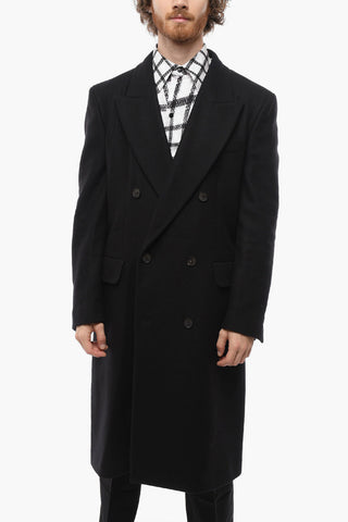 Cappotto Doppiopetto in Misto Lana Con Tasche ad Aletta
