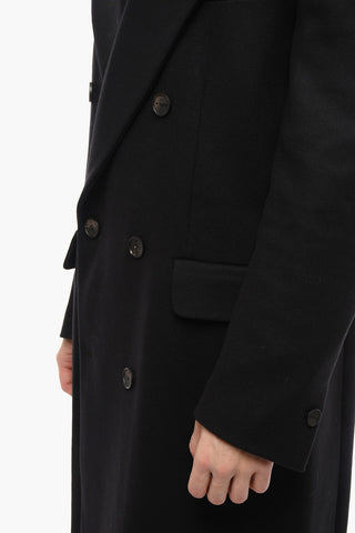 Cappotto Doppiopetto in Misto Lana Con Tasche ad Aletta