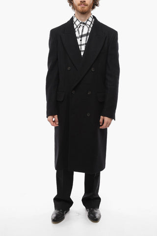 Cappotto Doppiopetto in Misto Lana Con Tasche ad Aletta