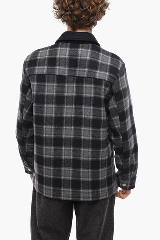 Checked Pattern Wool Blend Overshirt